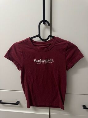 Budweiser Burgundy Crewneck Tee with White Logo
